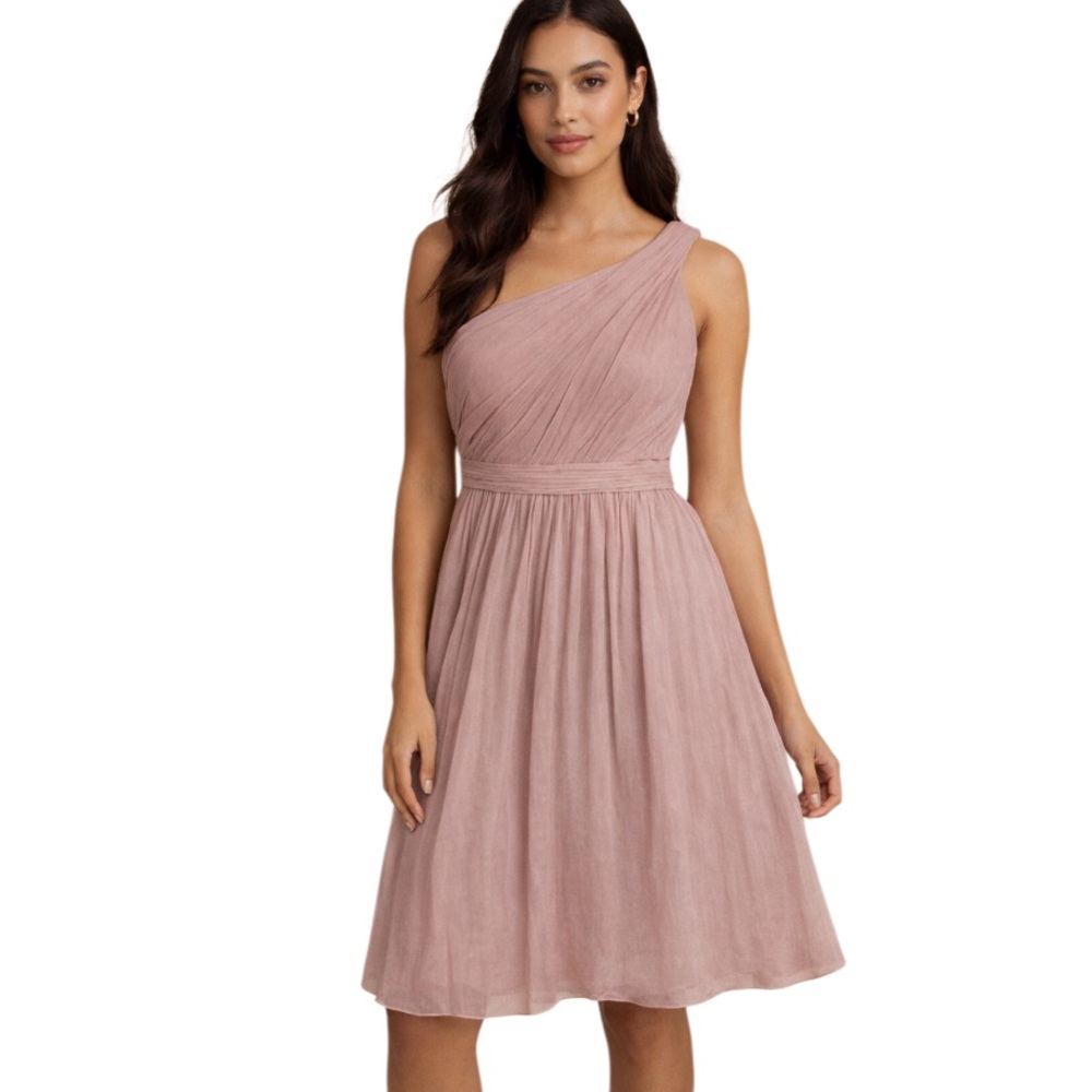 J. Crew One Shoulder Pleated Silk Chiffon Mini Dress